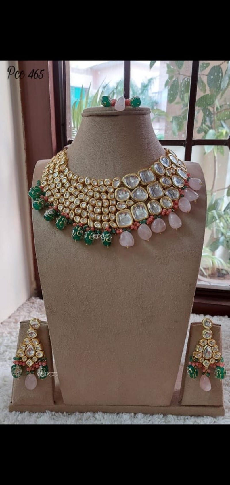 Polki kundan necklace with earrings