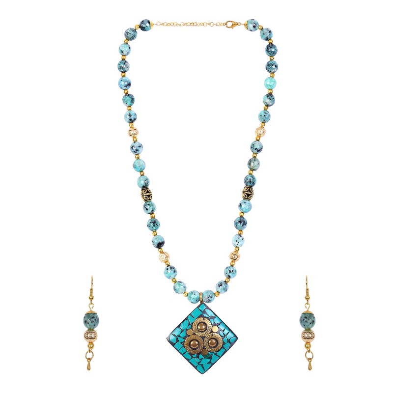 Unique Dazzling Beads African Turquoise Beads Jewelry Set