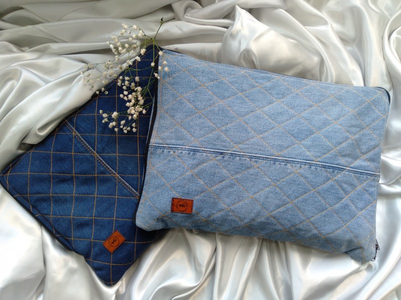 Recycled denim clutch
