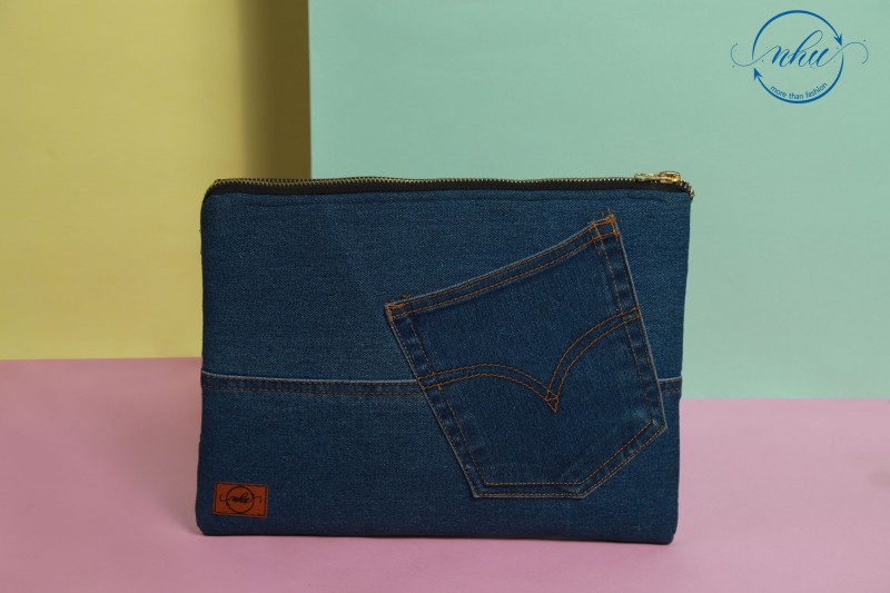 Upcycled pocket clutch