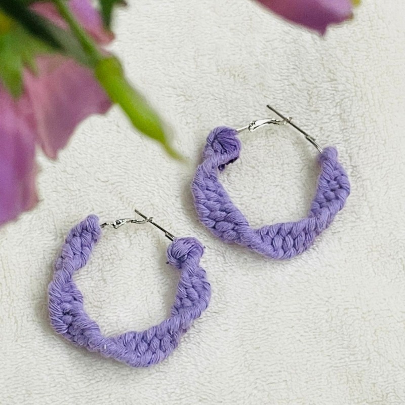 Saanjh Boho Chic Macrame Earrings | Twisted Hoop