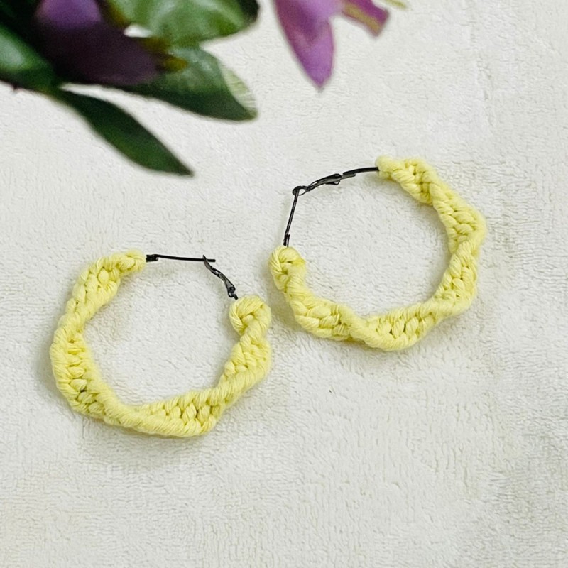 Saanjh Boho Chic Macrame Earrings | Twisted Hoop