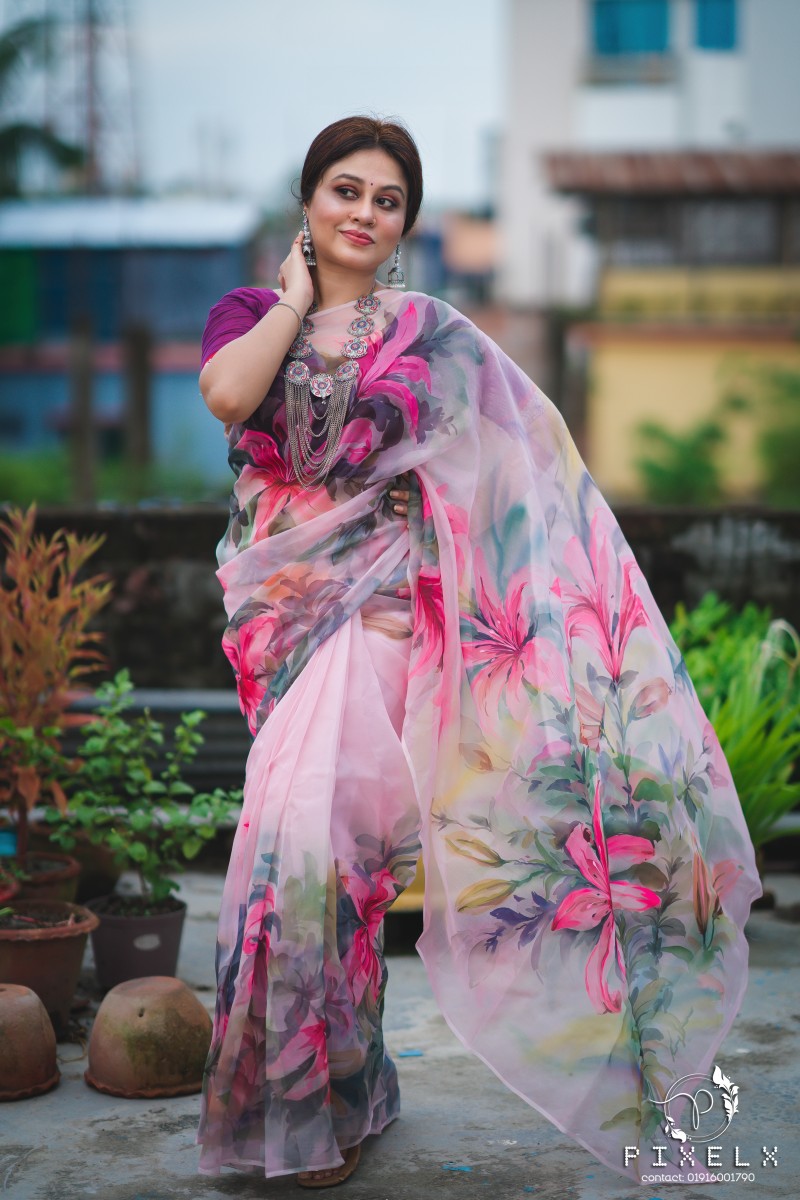 Maslin handpaint sharee