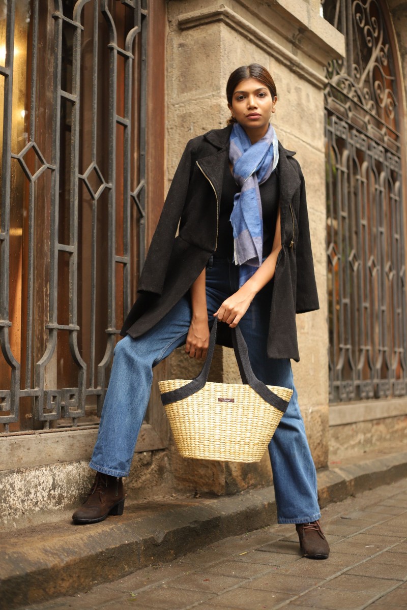 Saanjh Straw Tote with Hemp Handle | Totes & Handbags