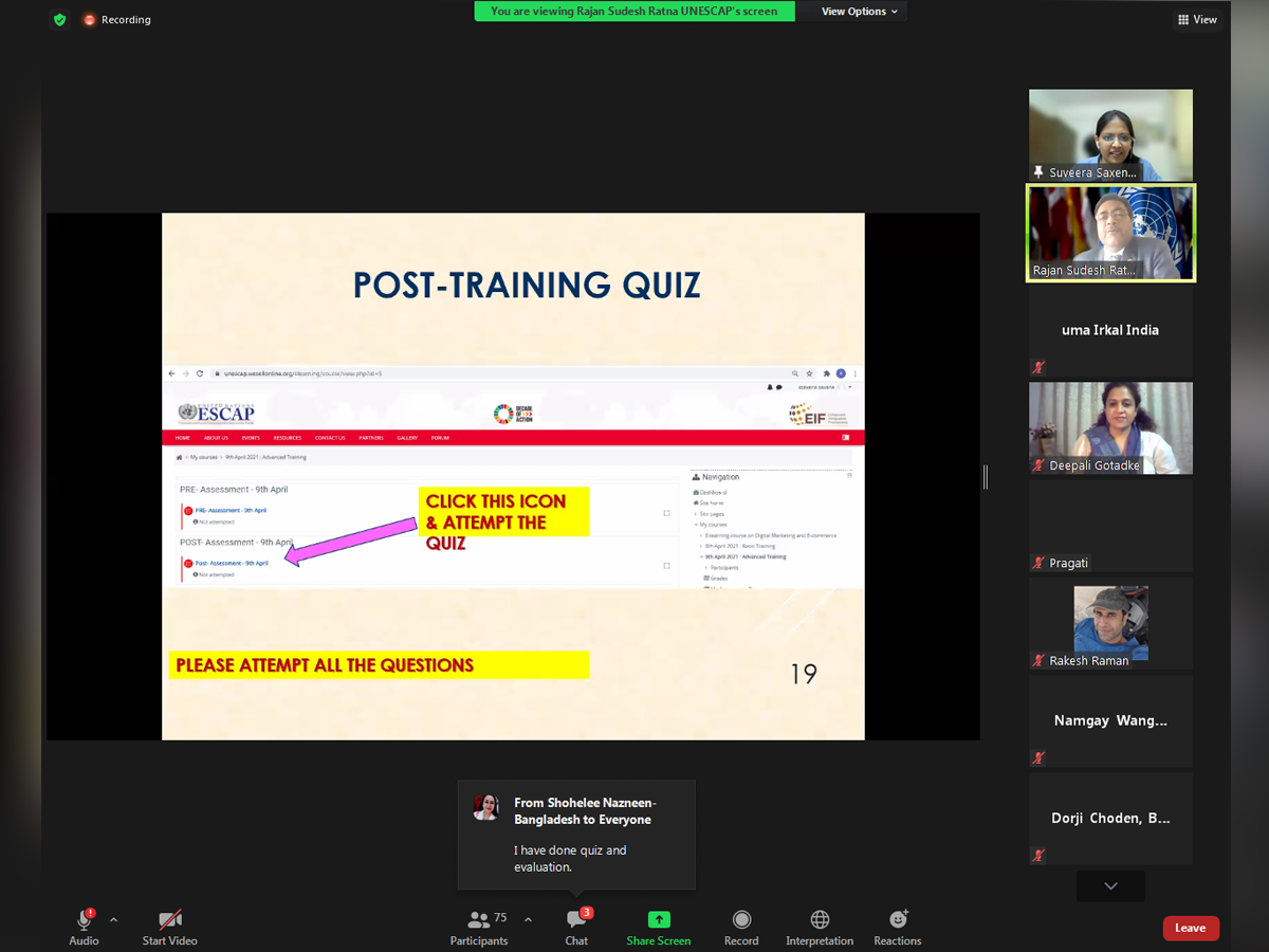UNESCAP Wesellonline online training photo gallery